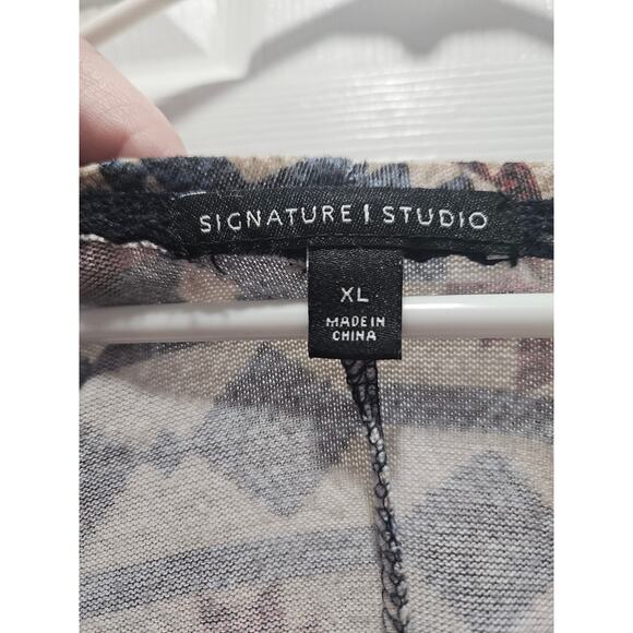 Signature Studio Fringe Poncho Top XL Boho Aztec Print Dolman Y2K - Picture 2 of 7